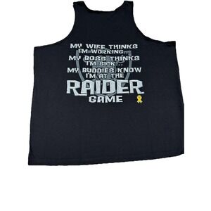Vintage Raiders Tank Top 2XL Men's Black Sleeveless Shirt NFL